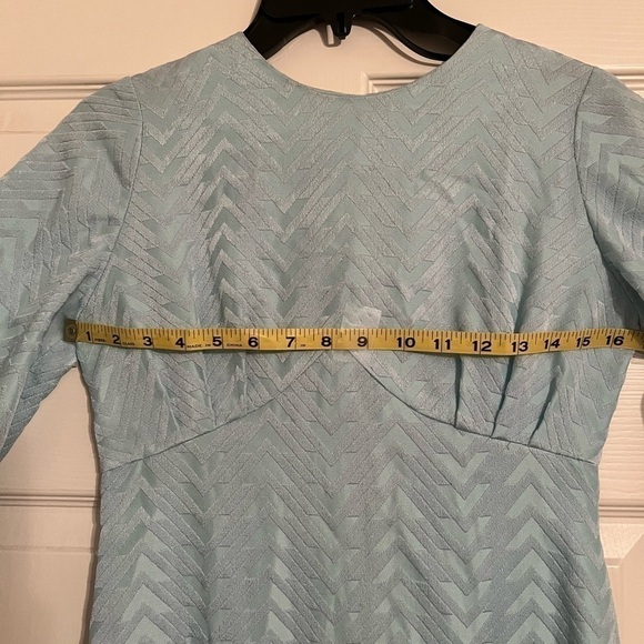❤️sale Vintage 60’s party dress baby blue w/metallic sheen semi bell sleeve sz S - Picture 6 of 11